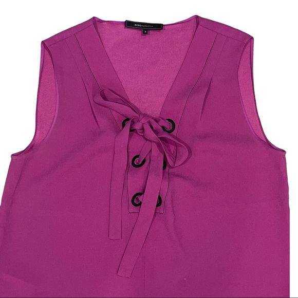 BCBG Maxazria Women’s Magenta Lace Up Sleeveless Top Size Small - Picture 7 of 10